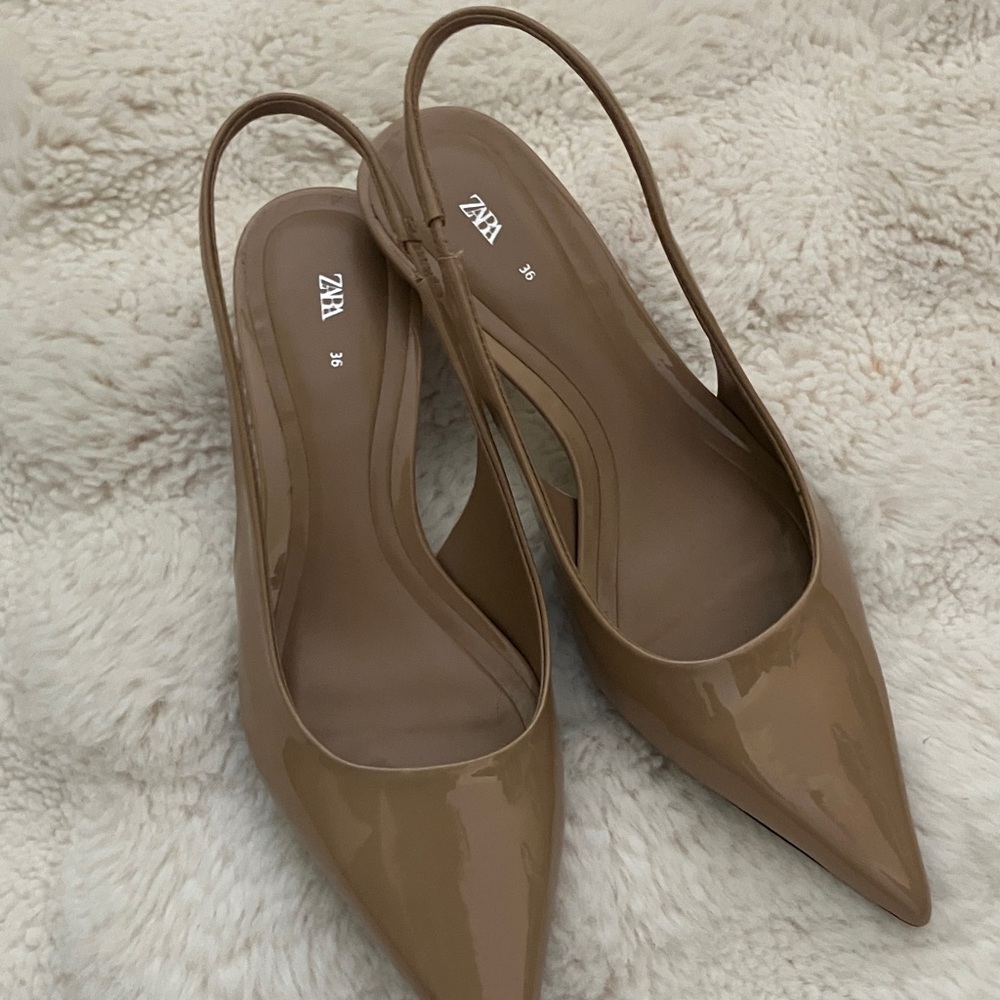 Zara Women's Beige Slingback Heels